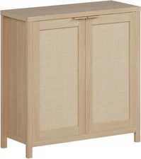 Rattan Sideboard Buffet Cabinet w/ Storage Accent Cabinet w/ Adjustable Shelves
