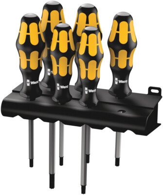 977/6 TORX  Schraubendrehersatz Kraftform Wera: Der Schraubmeißel + Rack, 6-teil