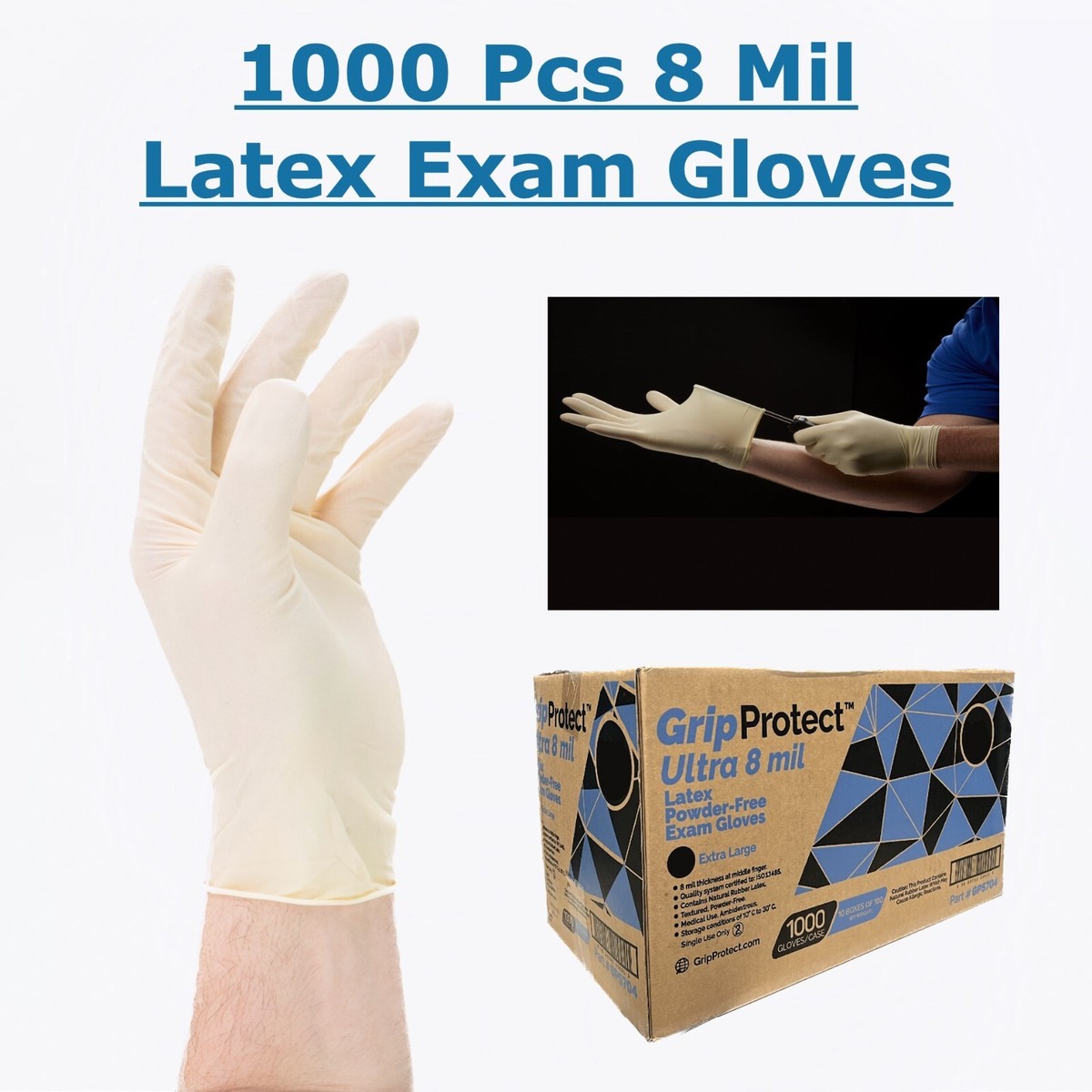 1000 Pcs Latex Exam Gloves Mil Heavy Duty Medical Industrial M