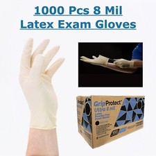 1000 Pcs Latex Exam Gloves 8 Mil Heavy Duty Medical Industrial M, L, XL