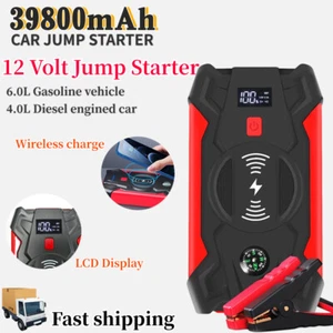 Car Jump Starter 39800mAh Power Bank 12V Battery Booster Device Wireless Charger