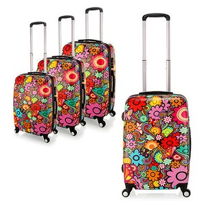 Lightweight 4Wheel PC Hard Shell Luggage Flower Design Suitcase Cabin ...