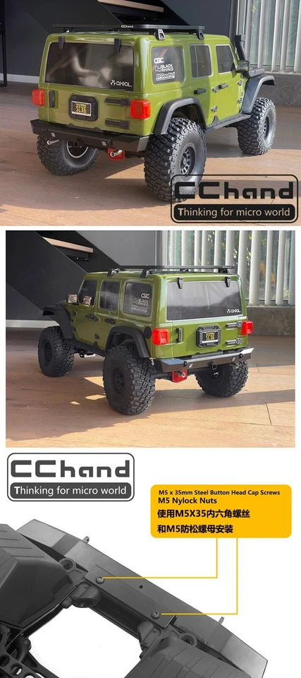 CChand Stainless Steel Front/Rear Bumper for Axial SCX6 Wrangler Jeep 1/6 RC CAR - Image 2 of 3