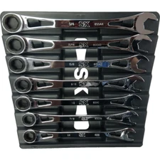 SK PROFESSIONAL TOOLS 80049 7pc SAE X-Frame Ratcheting Wrench Set