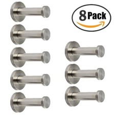 8pc Brushed Bathroom Towel Robe Coat Hook Stainless Steel Wall Hooks Door Hanger