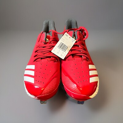 adidas Men's Icon Bounce Baseball Shoes Red Gray Cleats CG5242 Size 8