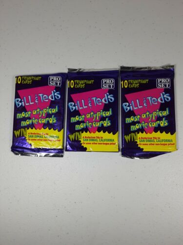 Bill & Ted's Most Atypical Movie Cards Pro Set 1991 Lot Of 3 Brand New Packs - Picture 1 of 2
