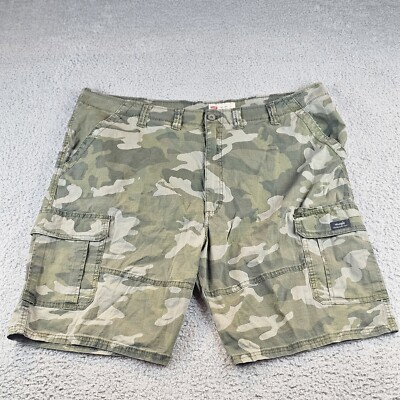 Wrangler Cargo Shorts Mens 48 Relaxed Fit Green Camouflage