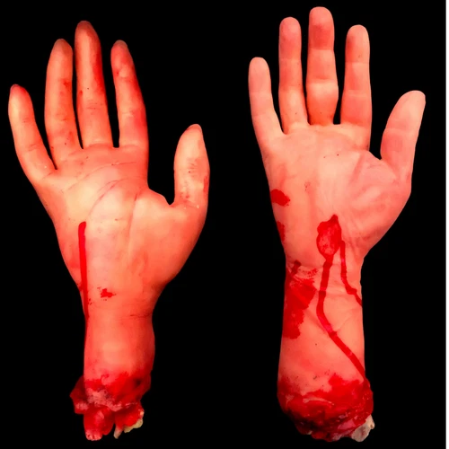 2X Realistic Severed Bloody Rubber Hand Fake Hand Prop Halloween  Decor Bloody