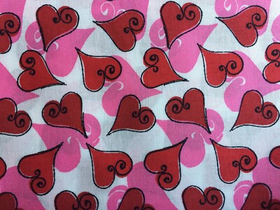  Spring Living: Dear Hearts: Pink, Red Hearts; White Background- BT Fat Quarter