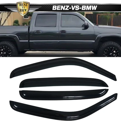 Fits 01-06 Chevy Silverado 1500 2500 3500 GMC Sierra Crew Cab Window Visors 4PCS