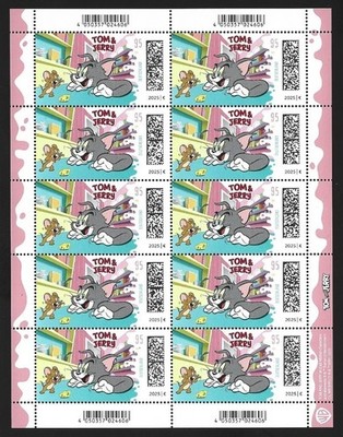 Tom and Jerry Federal MiNo 3929 in sheet of 10 mint