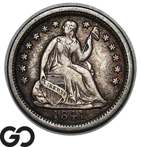1841-O Seated Liberty Half Dime, Choice XF Tougher Date, Bids: 260