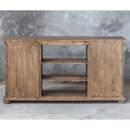 Uttermost Primalia MDF Wood Barn Door Media Console in Antique Honey - Picture 13 of 14