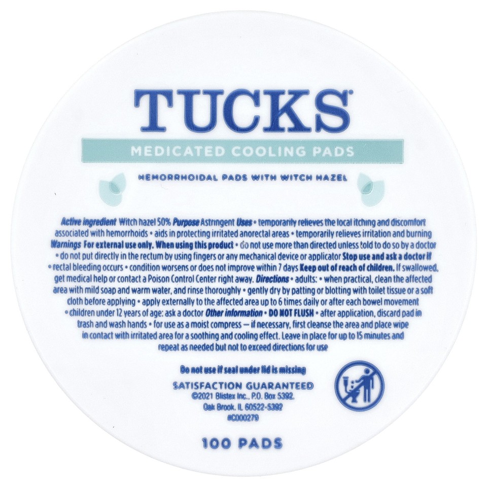 Medicated Cooling Pads, 100 Pads