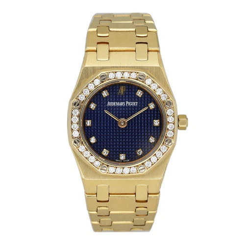 Audemars Piguet Royal Oak 66344BA Blue Dial 18K Yellow Gold Ladies Watch