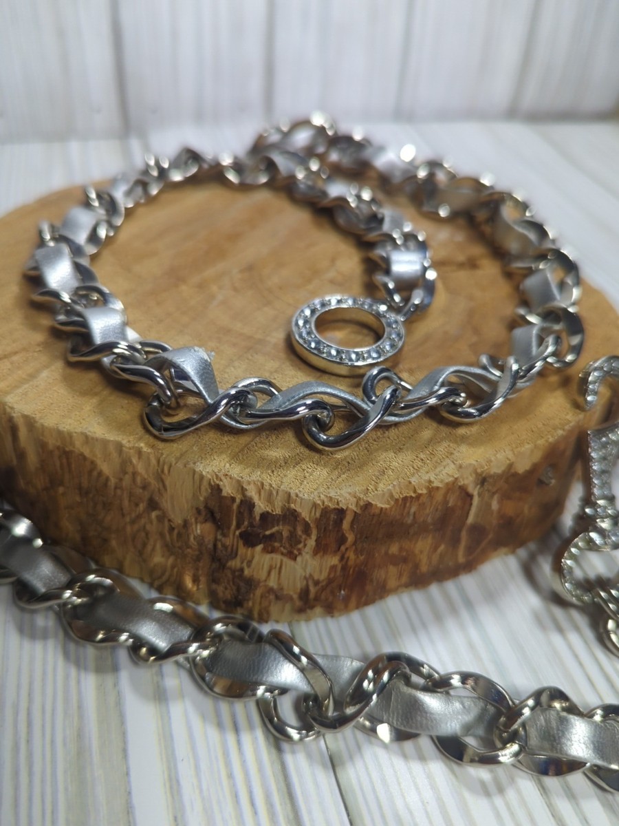 Vintage 90s Silver Jeweled Bling Metal Chain Belt Adjustable  display picture 3