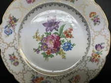 Schumann Bavaria 11 Inch Dinner Plates Dresden Flowers Hand Painted Lot Of 6 