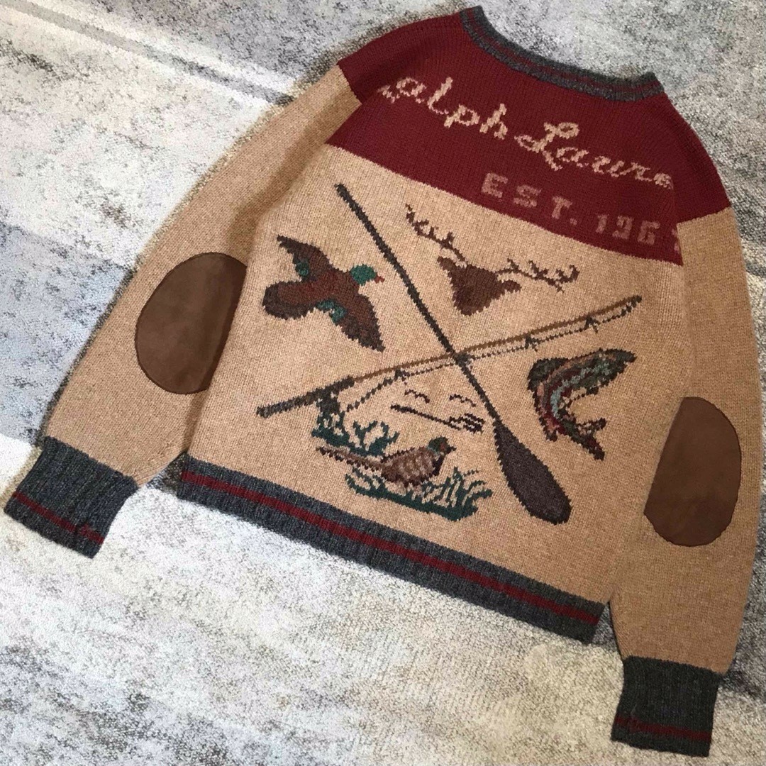 Vintage 1990s Ralph Lauren Country Knit Jacket Outer Women Size M Very Rare