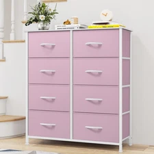 Uforic 8-Drawer Fabric Dresser, Storage Chest for Bedroom & Living Room, Pink