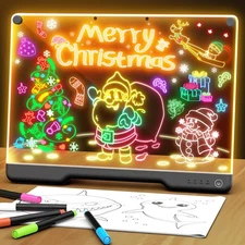 LED Message Board 16" Rechargeable 7-Color Light Dry Erase Markers Sketchbook