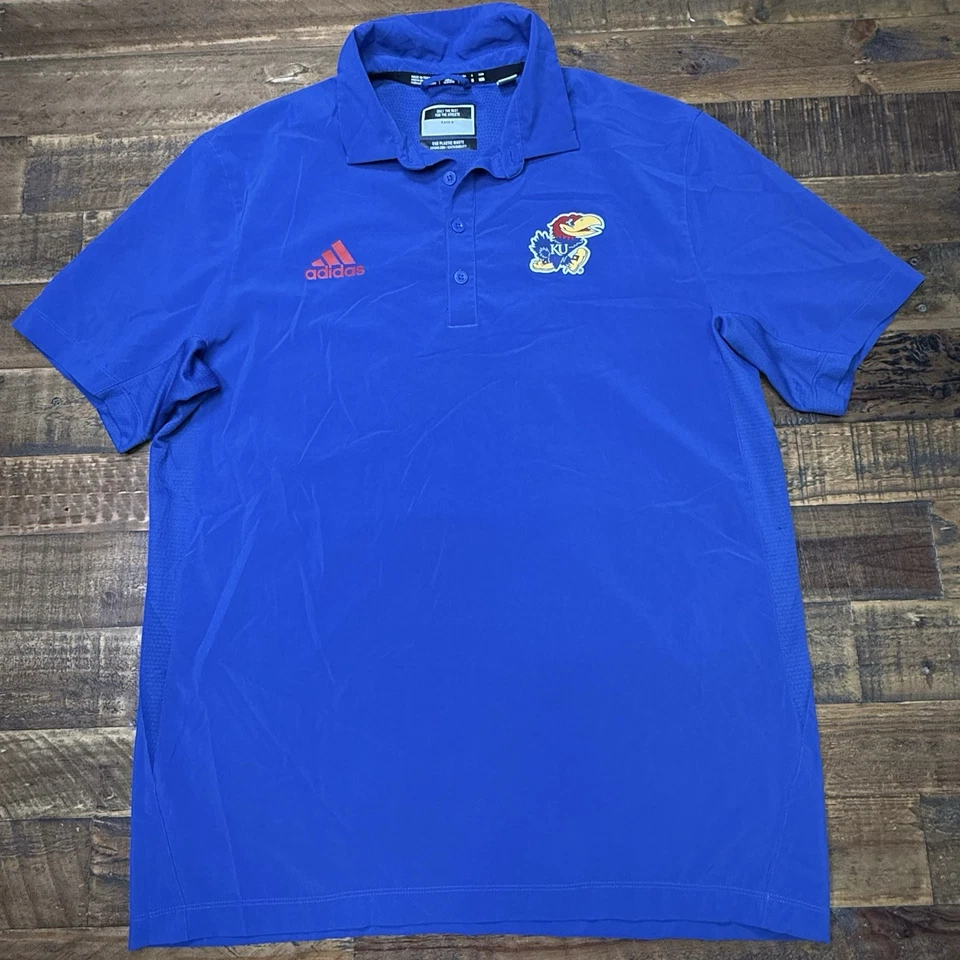 Adidas Kansas Jayhawks Performance Polo Shirt Men’s Sz M *Team Issued* - Image 2 of 4