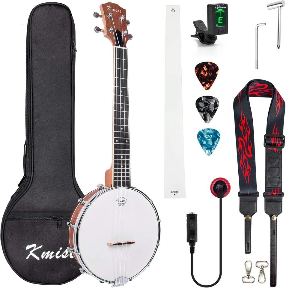 Vibrant 26-Inch Tenor Banjolele with Bag, Tuner, Strap & Picks - Brownish Yellow - Image 3 of 4