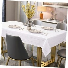 Rustic Farmhouse Rectangle Tablecloth Heavy Duty Fabric 100 70x52 Inches White