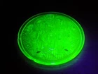 L.E. SMITH GREEN URANIUM GLASS 16 HOLE 4-1/4" EMBOSSED FLOWER FROG