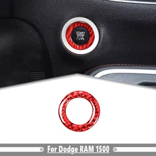 For Dodge Ram 1500 2010-2025 Red Carbon Fiber One-Button Start Switch Cover Trim