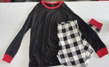 Men  s Holiday Time Christmas Pajama Set. Red Black And White Checkered