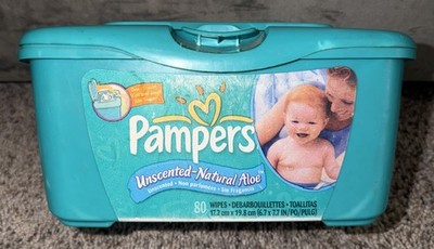 Vintage Pampers Baby Wipe Dispenser Container Empty One Ups 2004 P & G Baby Care