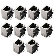 10 Pcs RJ45 Metal 8 Pin Female PCB Board Jack Connector 8P8C Crystal Head Socket