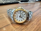 Seiko Kinetic Watch Men 37mm White Dial Two Tone Date 5m62-0a89 Vintage