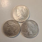 3 – 1922 Peace Dollars – 90% Silver – United Sates $1 Coins