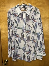 NWT Pretty Little Thing Plus Sheer Floral Print Blouse 18