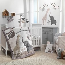Lambs  Ivy Baby Jungle Animals 4-Piece Gray/White/Taupe Crib Bedding Set