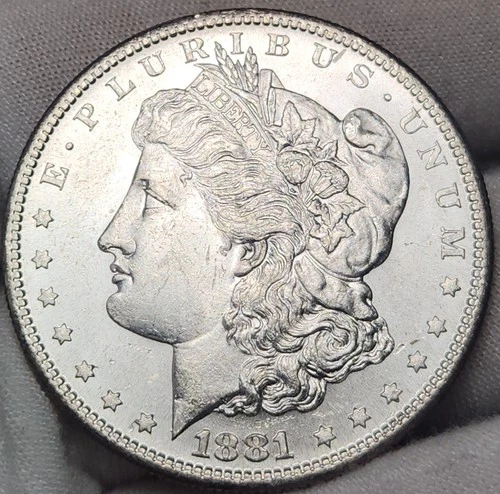 1881 S Morgan Silver Dollar, BU Uncirculated, 90% Silver US Coin, Morg-8160s4
