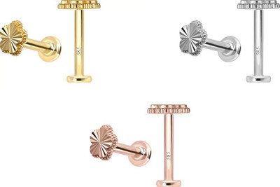 PIERCINGLINE 14 Karat Gold Labret mit Gewinde BLUME