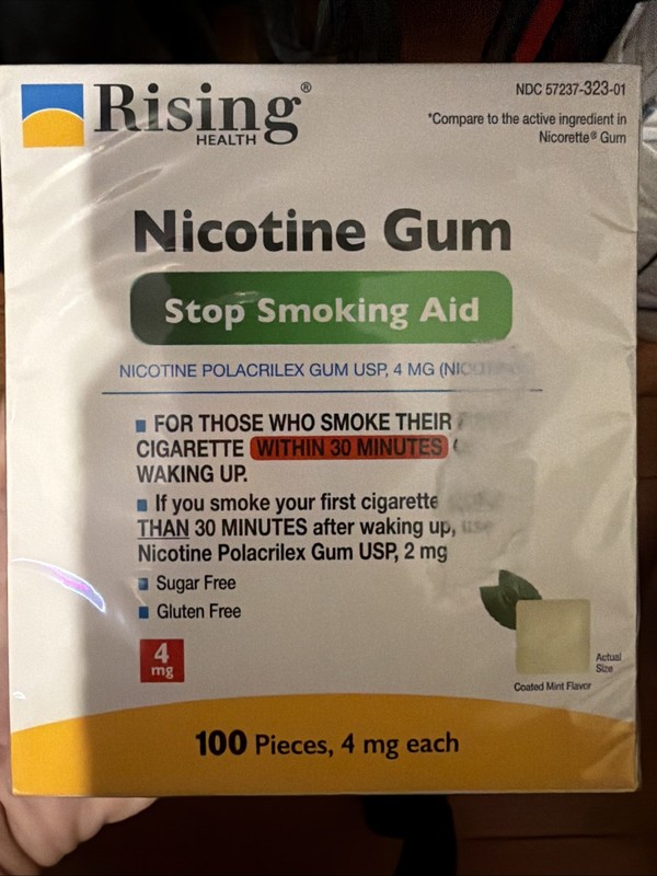 rising health 4 mg nicotine gum 100 ct exp 10/28