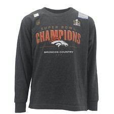 Team Apparel Youth Superbowl Denver Broncos Long Sleeve T-Shirt Charcoal, Medium