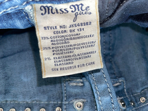 Miss Me size 10 Girls jeans blue Denim boot cut flap pocket jewels - Picture 8 of 8