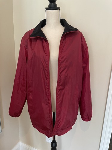 Totes Windbreaker Size M Fleece Lined Jacket Full Zip Burgundy - Picture 2 of 17
