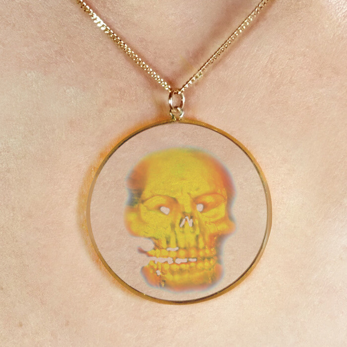 9ct Gold Hologram Pendant - Skull (Large) + 20"" Chain