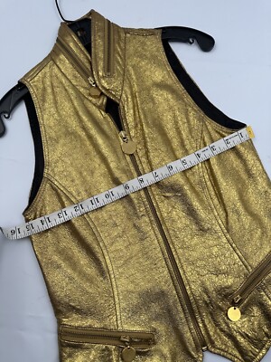 Donna Karan Gold Vest , New York Gold Leather Gold Zip Front Vest