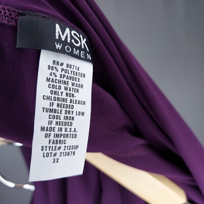 MSK Pants Women 3X Dark Purple Slinky Stretch Flared High Rise