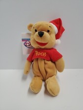 Disney Store Christmas Mini Bean Bag Santa Pooh 8 Inch NWT