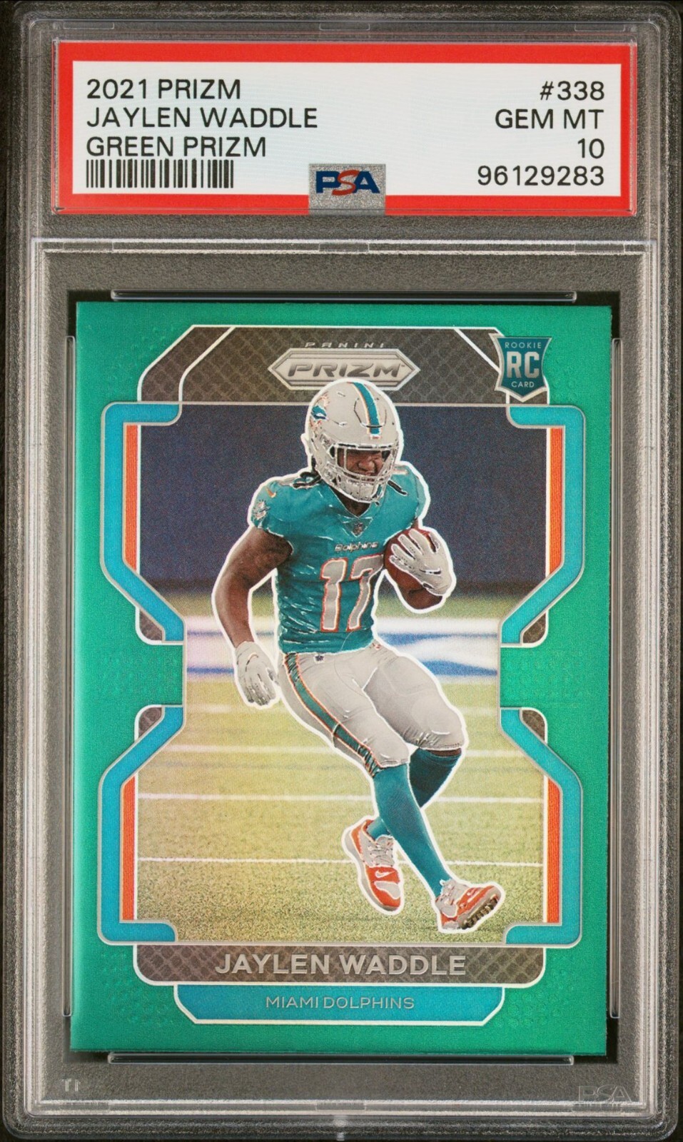 2021 Panini Prizm - Rookie Green Prizm #338 Jaylen Waddle (RC) PSA 10