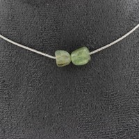 Halskette 2 Perlen Kyanit GrüN Aus Brasilien Kette Aus Edelstahl Halskette Fe