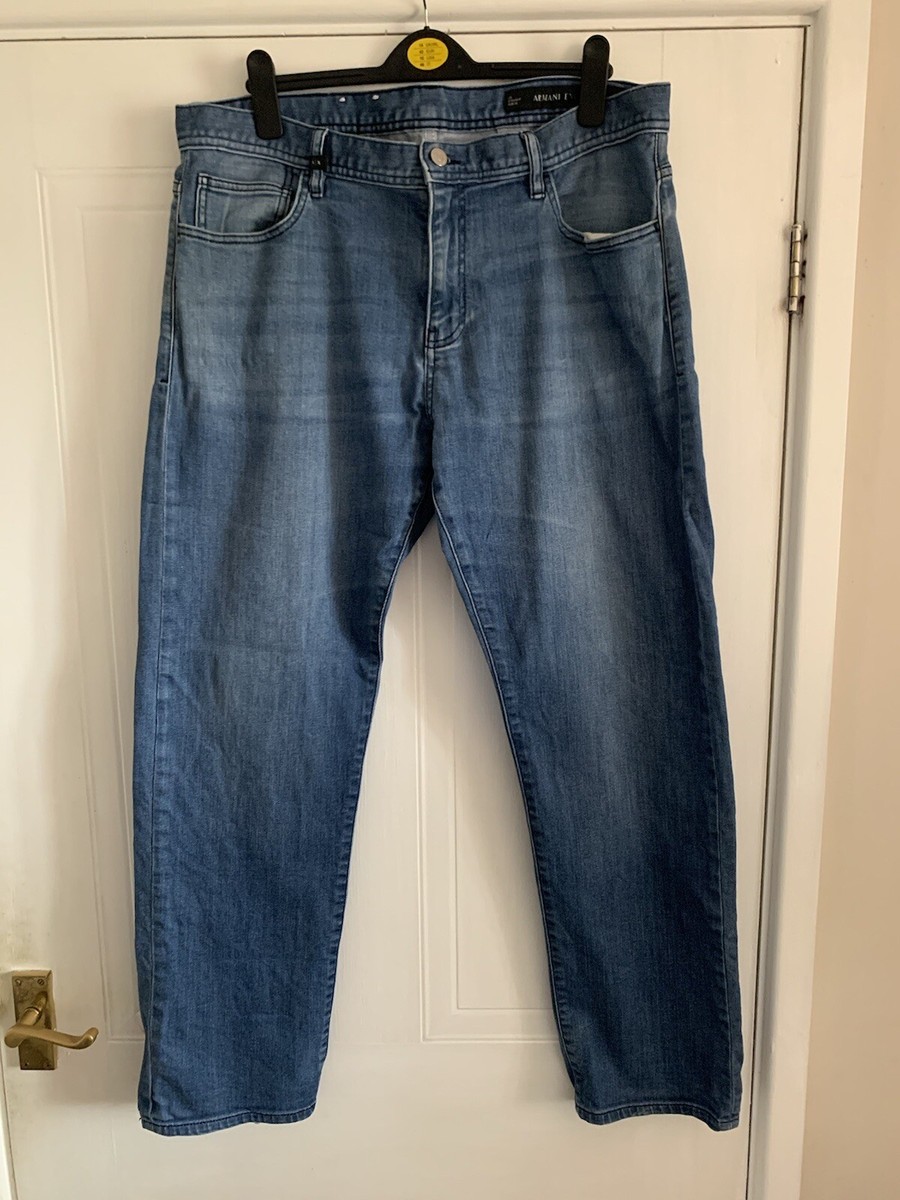 Armani Exchange J16 Straight Jeans Mens Size 36 Pockets Light Denim Blue GC